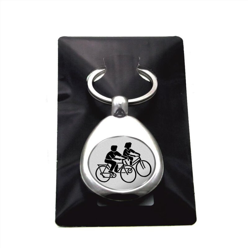 "Fahrrad fahren" Schlüsselanhänger mit Einkaufschip Sport in Silber