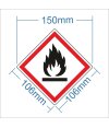 Aufkleber Gefahrzeichen "GHS02, entzündbare Gase", Premiumqualität verschiedene Größen 150x150 mm (5 Stück)
