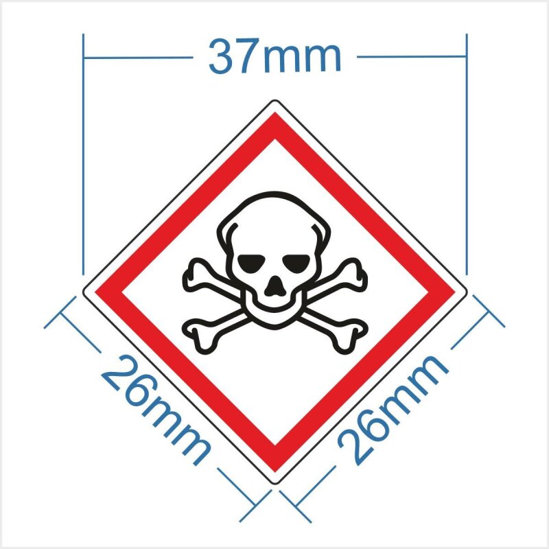 Aufkleber Gefahrzeichen "GHS06, akute Toxizität", Premiumqualität verschiedene Größen 37x37 mm (30 Stück)
