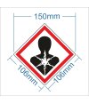 Aufkleber Gefahrzeichen "GHS08, Sensibilisierung der Atemwege", Premiumqualität verschiedene Größen 150x150 mm (5 Stück)