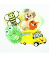 4 Kühlpads Biene, Frosch, Bus/Gelbes Auto, Hund/Katze