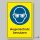 Aufkleber "Augenschutz benutzen", gelber Hintergrund, Gebotszeichen Premiumqualität